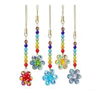 5pcs Rainbow Gemstone Sun Catchers for crystal Prisms for Window Garden Decor - Handmade Glass Ornaments with Gold Cord Light Refraction 13cm