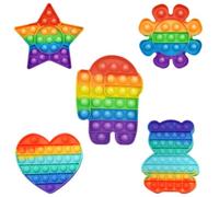 5PCS Rainbow Toys, Toy Set with Various Shapes and Colors, Engaging Playtime Activity with Popping Bubbles, Fun Toys for Kids
