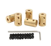 5Pcs RC Shaft Coupling Set, Universal 5 to 5mm Brass Shaft Coupling Joint Connector Rigid Coupling Set Screw Shaft Stepper Motor for RC Airplane Boat, Motor Shaft Extension