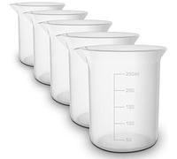 5pcs - RE-GEN 250ml Graduated Clear Plastic Measuring Beakers Cups - Ideal for Laboratory, Home, Kitchen, Cooking, DIY, Arts & Crafts