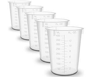 5pcs RE-GEN 400ml Plastic Multi-Purpose Graduated Liquid Mixing Measuring Cups Pots - Ideal for Kitchen, Cooking, DIY, Laboratory, Arts & Crafts