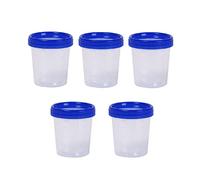 5Pcs Re-useable Transparent Plastic Beakers 120ml with Blue Cap/Screw lids Plastic Measuring Cup with Scale