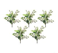 5pcs Realistic Olive Berry Sprigs for Gallery Wall Framing Support, Shelf Edge Line, and Vertical Garden Base (White)