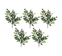 5pcs Realistic Olive Berry Sprigs for Gallery Wall Framing Support, Shelf Edge Line, and Vertical Garden Base (green)