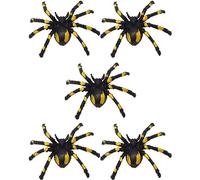 5pcs Realistic Spider Figures Joke Presents Plastic Fake Spider Scary Simulation Animal Model for Game Halloween Party Garden Home Decoration