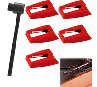 5PCS Record Player Needle Replacement and 1pc Cleaning Brush Lightweight Vinyl Record Player Needle Stylus Wear Resistance Vinyl Needle Replacement for Installation On The Tape Recorder Needle