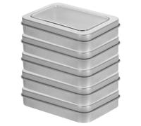 5pcs Rectangular Dental Floss Picks Storage Box Silver Iron Plastic
