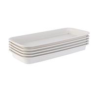 5pcs Rectangular Plastic Flower Pot Trays, Breathable & Degradable, Suitable for Indoor and Outdoor Plants, Beige - Durable Water Saving Solution