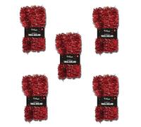 5Pcs Red Chunky Tinsel Party Decorations-15M| Christmas Shiny Thin Tinsel Garland Xmas Tree Decorations| Metallic Tinsel for Wedding Birthday
