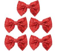5Pcs Red Embroidered Sequin Bow Knot Hair, Made of Durable chiffon cloth (red -This bow knot hairpin will help to add freshness and sweet for your simple dress up Xmas Hairpin) - Suitable for...