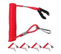 5pcs Red Emergency Stop Tether Cord for Outboard Motor and Boat Safety | Plastic and Metal Set, Quick Shutdown Operation, Boating and Marine Use
