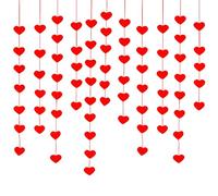5Pcs Red Hearts Glitter Garlands,Valentine's Felt Heart Banner,Valentines Day Decorations Heart Garland,Heart Banner Strings,for Wedding Party Decor