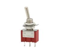5Pcs Red MTS-102 103 202 203 Toggle Switch 6A 125VAC ON-OFF-ON/ON-ON Self-locking/Momentary 6mm Waterproof Cap(MTS-203 Self-locking)