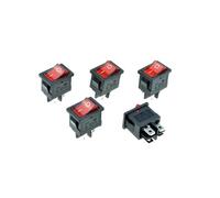 5PCS Red Rocker Boat Switch illuminated Neon Light DPST 4Pins 2Positions ON/OFF 19x13mm Snap-in Panel 10A 125VAC/6A 250V IDGTTLDF