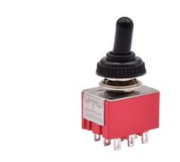 5Pcs Red Toggle Switch with Waterproof Cap, 2/3 Position ON-ON ON-OFF-ON Latching Switch Compatible with MTS-102 103 202 203 302 303 402 403 for Electronic DIY(9 Pins With Cap,ON-OFF-ON)