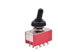 5Pcs Red Toggle Switch with Waterproof Cap, 2/3 Position ON-ON ON-OFF-ON Latching Switch Compatible with MTS-102 103 202 203 302 303 402 403 for Electronic DIY(12 Pins With Cap,ON-ON)