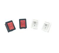 5PCS Red/White Push Button Mini Switch 6A 250V 10A 125V KCD1-101 2Pin Snap-in On/Off Rocker Switch 21 * 15MM(White)