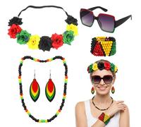 5Pcs Reggae Costume Accessories Set for Jamaican Rasta Party Halloween