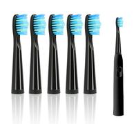 5Pcs Replacement Toothbrush Heads for Fairywill D7 D8 FW507 FW508 FW551 FW917 FW959 FWD1 FWD3 Seago E9 SG-507 SG-958 Medium Soft Bristles, Waterproof Easy-Install Electric Brush Heads (Black)