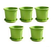 5Pcs Resin Air Pruning Pots With Tray 18.8x16.7cm Thickened for root Design | Multi-hole drainage sturdy PP resin suitable for balconies patios greenhouses and both young and mature plants