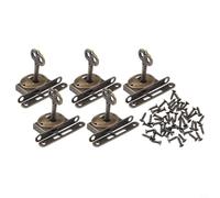 5pcs Retro Cabinet Lock Old Fashioned Drawer Latch Iron Hook Key Switch for Wardrobe Jewelry Box Furniture Security Silver(5PCS)