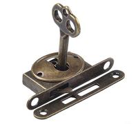 5pcs Retro Cabinet Lock Old Fashioned Drawer Latch Iron Hook Key Switch for Wardrobe Jewelry Box Furniture Security Silver(1PCS)