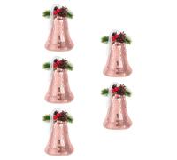 5pcs Retro Glass Jingle Bell Ornament with Mirror Ball Finish