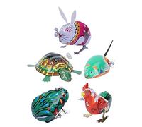 5pcs Retro Style Wind Up Metal Tin Vintage Clockwork Spring Frog Party Favor for Kids Children Christmas Stocking Stuffers (Random Style)