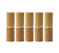 5pcs Reusable Bamboos Lip Balm Containers Empty Refillable Lipstick Case Storage Tubes For Cosmetic And Lip Products