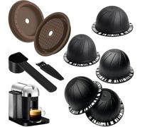 5PCS Reusable Coffee Vertuo Pods, Refillable Coffee Capsule,Compatible with Nespresso Vertuo Coffee Machine, with 2 Pcs Reusable Coffee Capsule Lid, Spoon and Brush (Black -230ML)