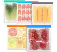 5Pcs Reusable Gallon Freezer Bags BPA Free 28 * 27cm Free Ziplock Bags Dishwasher Safe Food Storage Bag Silicone Leakproof & Airtight Food Storage For Keeping Lunch Sandwich Snacks Fruits Vegetable