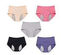 5Pcs Reusable Incontinence Underwear for Women, High Waisted Leak Resistant Briefs for Heavy Flow Full Coverage Protective (Five Colors Mixed -5,6XL)