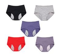 5Pcs Reusable Incontinence Underwear for Women, High Waisted Leak Resistant Briefs for Heavy Flow Full Coverage Protective (Five Colors Mixed -4,XXXX-Large)