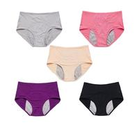5Pcs Reusable Incontinence Underwear for Women, High Waisted Leak Resistant Briefs for Heavy Flow Full Coverage Protective (Five Colors Mixed -2,Medium)