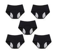 5Pcs Reusable Incontinence Underwear for Women, High Waisted Leak Resistant Briefs for Heavy Flow Full Coverage Protective (Black,6XL)