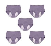 5Pcs Reusable Incontinence Underwear for Women, High Waisted Leak Resistant Briefs for Heavy Flow Full Coverage Protective (Gray-Purple,XXXX-Large)