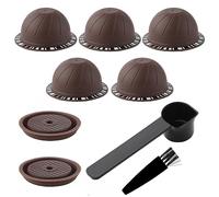 5pcs Reusable Pods for Nespresso Machine, 150ml Refillable Coffee Capsule with 2 Silicone Lids, 1 Spoon, 1 Brush, Compatible with Nespresso