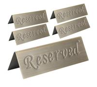 5Pcs Reusable Reserved Signs for Tables, Double Side Tent-Style Stainless Steel Mini Reserved Table Sign Cards for Restaurants Hotels Coffee Bar Pub, 12 x 4 x 3.5cm
