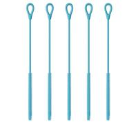 5Pcs Reusable Silicone Straw Cleaner Brush 25cm/9.84in Extra Long Straw Brush with Non-Slip Handle 3mm 6mm 9mm Travel Drinking Bottle Lid Straw Cleaning Tool for Glass Metal Straws (Blue)