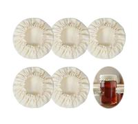 5PCS Reusable Sourdough Jar Covers, Sourdough Starter Jar Cover Cloth, Cotton Cloth Covers for Kombucha and Fermentation Jars, Fits 3-4 Inch Jars Mouth