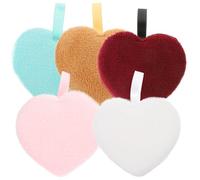 5pcs Reusable Velvet Cosmetics Puff for Makeup Remover Cleaning | Gently Cleansing, Deep Pore Care, Use as Wipes, Heart-shaped Design, Facial Makeup Remover Pad Random Color