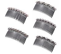 5PCS Rhinestone Pearl Flower Hair Clips, Alloy Plastic Hair Comb Headband for Women, Hair Accessories for Party Wedding Daily Use