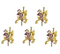 5pcs Rhinestone Santa and Gold Reindeer Merry go Round Embellishments for Christmas and Scrapbooking