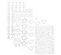 5Pcs Rhinestone Stickers Heart Numbers Letters Sticker Self-Adhesive Glitter Alphabet Jewels Decal Crystal Gemstone Border Art Sticker for Face Makeup Body Nail Craft Clothes Festival Decors
