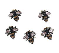 5Pcs Rhinestones Bee Embroidered Patch Iron On Sewing Crystal Applique For Jeans Bags Decorations 4 * 4.2cm Stylish Attractive