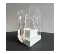 5PCS Romantic Handheld Flower Box Fold Creative Bouquet Wrapping Bag Simplicity Transparent Gift For Wedding Party for Wedding Birthday(Light green)