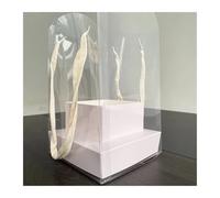 5PCS Romantic Handheld Flower Box Fold Creative Bouquet Wrapping Bag Simplicity Transparent Gift For Wedding Party for Wedding Birthday(White)