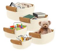 5Pcs Rope Basket Rectangular,Beautiful Storage Basket Sturdy Cotton Woven Baskets with Handles for Organizing Your Home Quality Storage Bin Suitable for Storing Books Magazines Toys Decorative