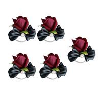 5Pcs Rose Boutonniere For Bride And Grooms Rose Wrist Corsages For Wedding Prom Suit Wedding Dress Corsages Decoration Bridesmaid Boutonniere