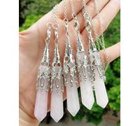 5pcs Rose Quartz Stone Magic Pendulum Pendants Tower